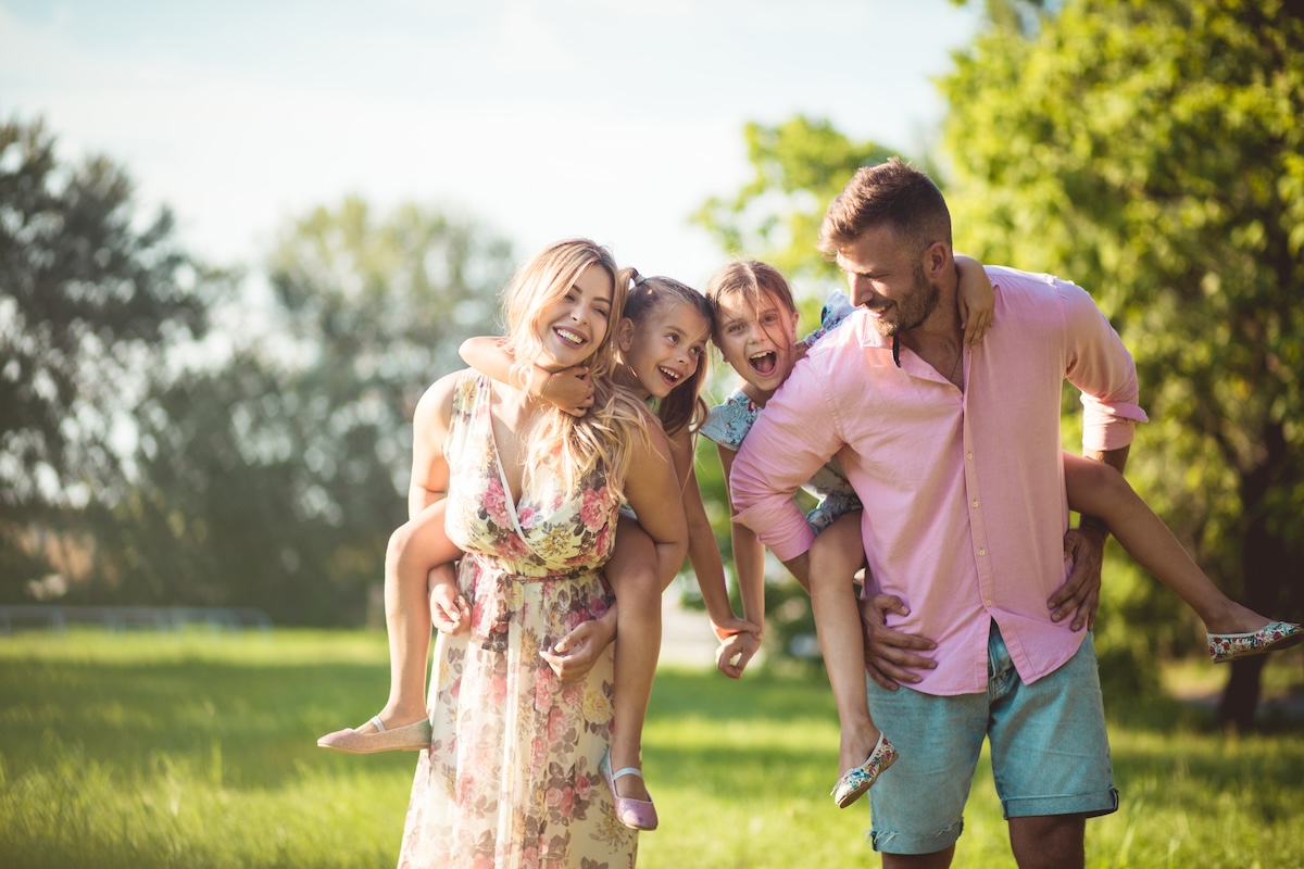 family having fun outside in indiana